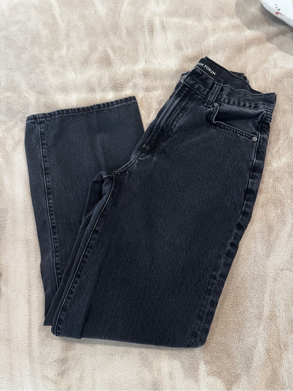 Denim Forum Black The Farrah Hi-Rise Wide Jean